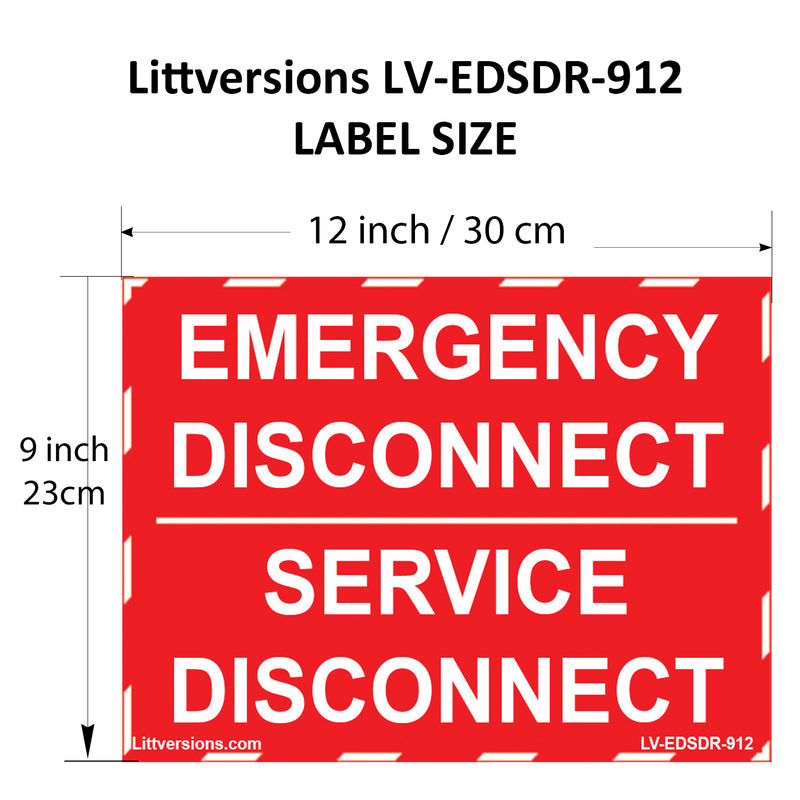 2 Pack 12"x 9" Red NEC compliant Emergency Disconnect Service Outdoor Laminated Labels Decal Sign Notice Danger Sticker Panel Durable Electrical Heavy Duty Vinyl Waterproof