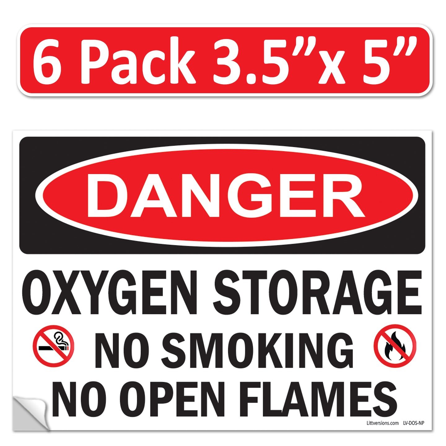 Danger Oxygen Storage No Smoking No Open Flames OSHA WARNING Safety Hazard Label Sign Decal 6 mil Laminated Engineer Grade UV Protected ANSI NFPA Weather Resistant Indoor Outdoor 103927