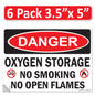 Danger Oxygen Storage No Smoking No Open Flames OSHA WARNING Safety Hazard Label Sign Decal 6 mil Laminated Engineer Grade UV Protected ANSI NFPA Weather Resistant Indoor Outdoor 103927