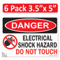 Danger Electrical Shock Hazard Do Not Touch OSHA WARNING Label Sign Decal 6 mil Laminated Engineer Grade UV Protected Red Black White ANSI NFPA Weather Resistant Indoor Outdoor use 127016