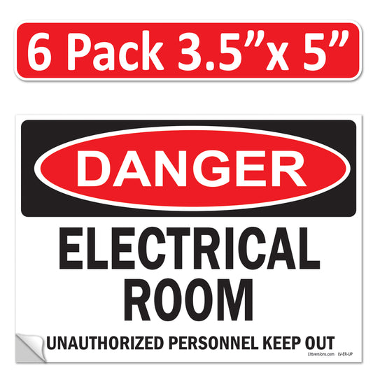 Danger Electrical Room, Unauthorized Personnel Keep Out OSHA WARNING Safety Hazard Label Sign Decal 6 mil Laminated Engineer Grade UV Protected ANSI NFPA Weather Resistant Indoor Outdoor