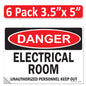 Danger Electrical Room, Unauthorized Personnel Keep Out OSHA WARNING Safety Hazard Label Sign Decal 6 mil Laminated Engineer Grade UV Protected ANSI NFPA Weather Resistant Indoor Outdoor