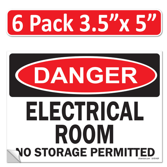 Danger Electrical Room, No Storage Permitted OSHA WARNING Safety Hazard Label Sign Decal 6 mil Laminated Engineer Grade UV Protected ANSI NFPA Weather Resistant Indoor Outdoor Use 127004