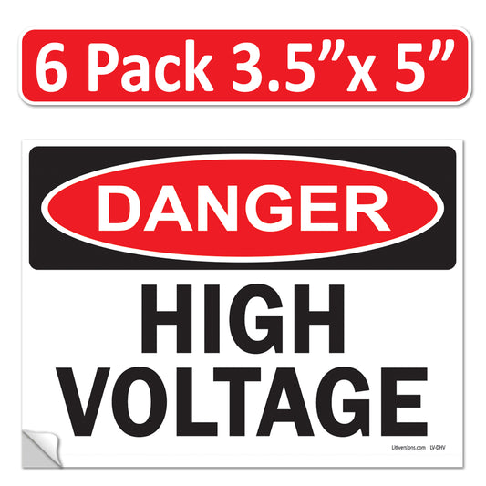 Danger High Voltage OSHA WARNING Safety Label Sign Decal 6 mil Laminated Engineer Grade UV Protected Red Black White ANSI NFPA Weather Resistant Indoor Outdoor Use 84877 84875 84876 89173