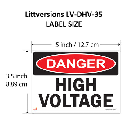 Danger High Voltage OSHA WARNING Safety Label Sign Decal 6 mil Laminated Engineer Grade UV Protected Red Black White ANSI NFPA Weather Resistant Indoor Outdoor Use 84877 84875 84876 89173