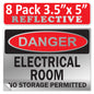 Danger Electrical Room, No Storage Permitted OSHA WARNING Safety Hazard Label Sign Decal 6 mil Laminated Engineer Grade UV Protected ANSI NFPA Weather Resistant Indoor Outdoor Use 127004