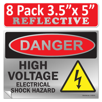 Danger High Voltage, Electrical Shock Hazard OSHA WARNING Label Sign Decal 6 mil Laminated Engineer Grade UV Protected Red Black White ANSI NFPA Weather Resistant Indoor Outdoor 131702