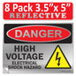 Danger High Voltage, Electrical Shock Hazard OSHA WARNING Label Sign Decal 6 mil Laminated Engineer Grade UV Protected Red Black White ANSI NFPA Weather Resistant Indoor Outdoor 131702