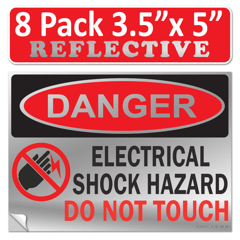 Danger Electrical Shock Hazard Do Not Touch OSHA WARNING Label Sign Decal 6 mil Laminated Engineer Grade UV Protected Red Black White ANSI NFPA Weather Resistant Indoor Outdoor use 127016