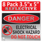Danger Electrical Shock Hazard Do Not Touch OSHA WARNING Label Sign Decal 6 mil Laminated Engineer Grade UV Protected Red Black White ANSI NFPA Weather Resistant Indoor Outdoor use 127016