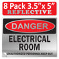 Danger Electrical Room, Unauthorized Personnel Keep Out OSHA WARNING Safety Hazard Label Sign Decal 6 mil Laminated Engineer Grade UV Protected ANSI NFPA Weather Resistant Indoor Outdoor