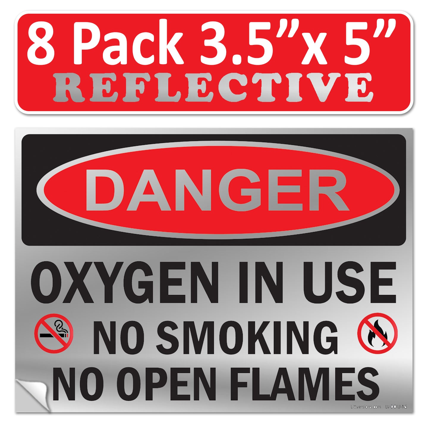 Danger Oxygen In Use No Smoking No Open Flames OSHA WARNING Safety Hazard Label Sign Decal 6 mil Laminated Engineer Grade UV Protected ANSI NFPA Weather Resistant Indoor Outdoor 42664