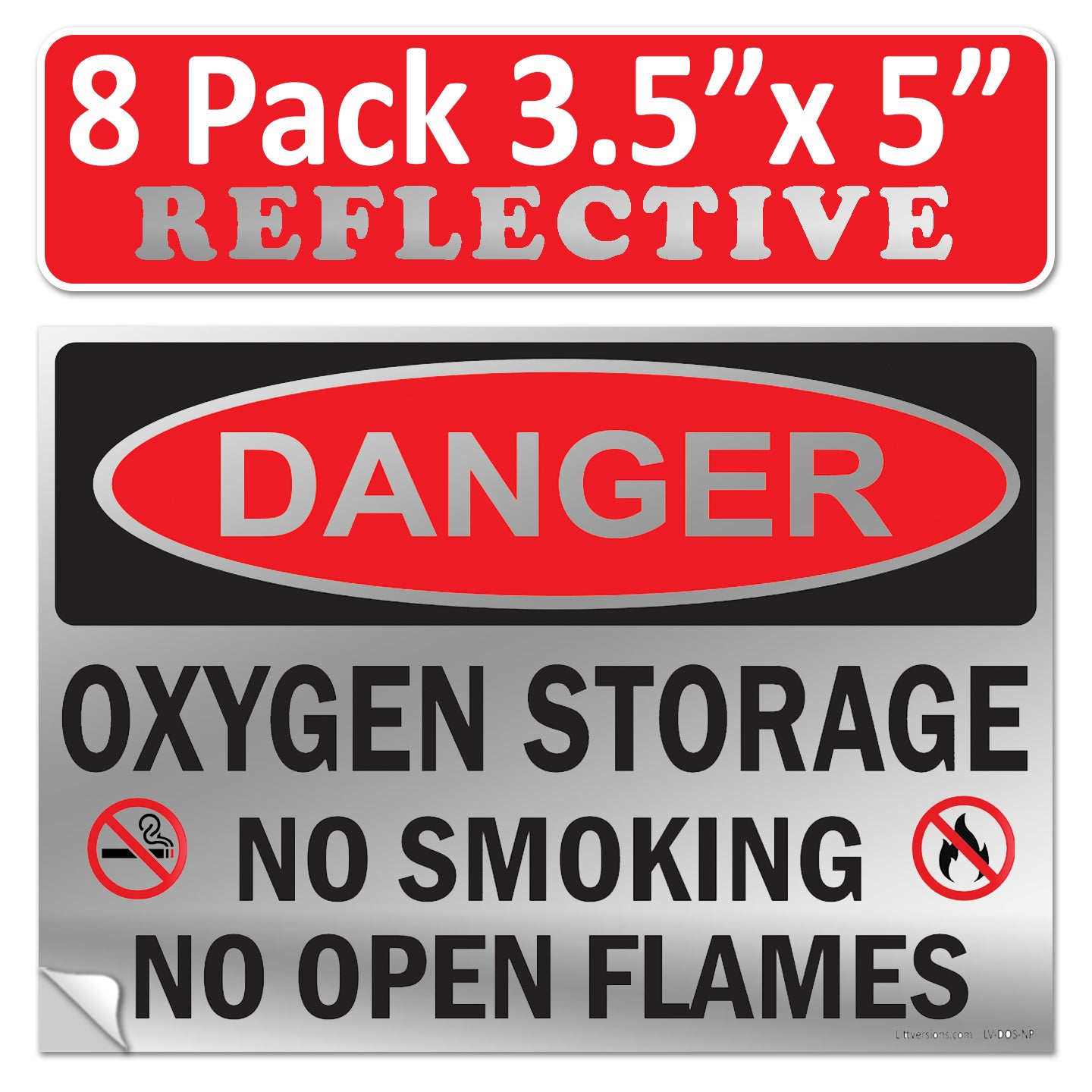 Danger Oxygen Storage No Smoking No Open Flames OSHA WARNING Safety Hazard Label Sign Decal 6 mil Laminated Engineer Grade UV Protected ANSI NFPA Weather Resistant Indoor Outdoor 103927