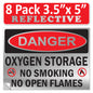 Danger Oxygen Storage No Smoking No Open Flames OSHA WARNING Safety Hazard Label Sign Decal 6 mil Laminated Engineer Grade UV Protected ANSI NFPA Weather Resistant Indoor Outdoor 103927