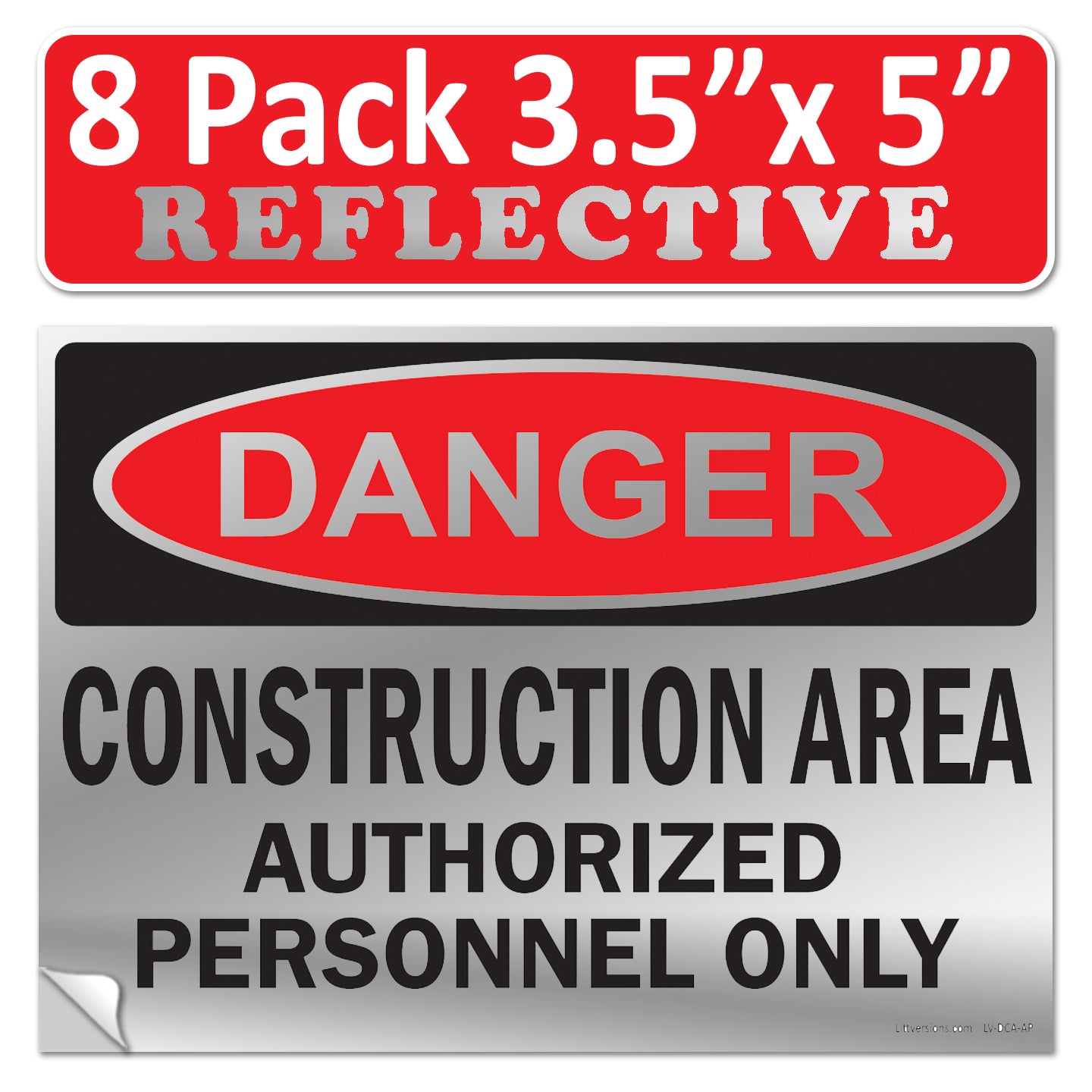 Danger Construction Area Authorized Personnel Only OSHA WARNING Safety Hazard Label Sign Decal 6 mil Laminated Engineer Grade UV Protected ANSI NFPA Fade/Weather Resistant Indoor Outdoor