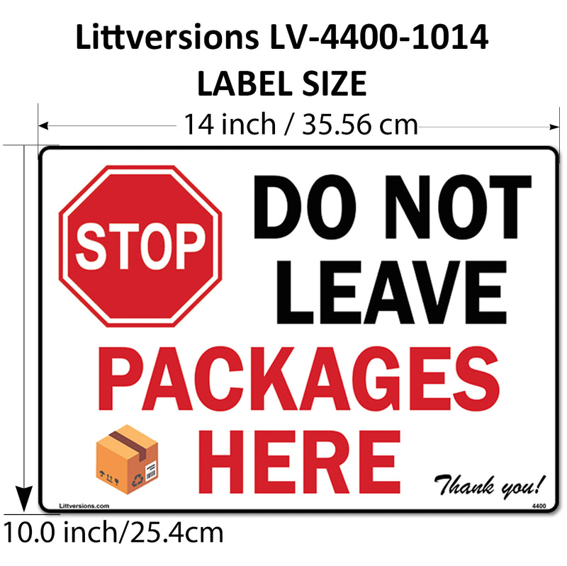 2 Pack 10"x14" Package Delivery Sign for Home, Office, Box, Front door, Porch Self-Adhesive "Do Not Leave Packages Here" Waterproof Sign for UPS, FedEx, Amazon, USPS, DHL Decal