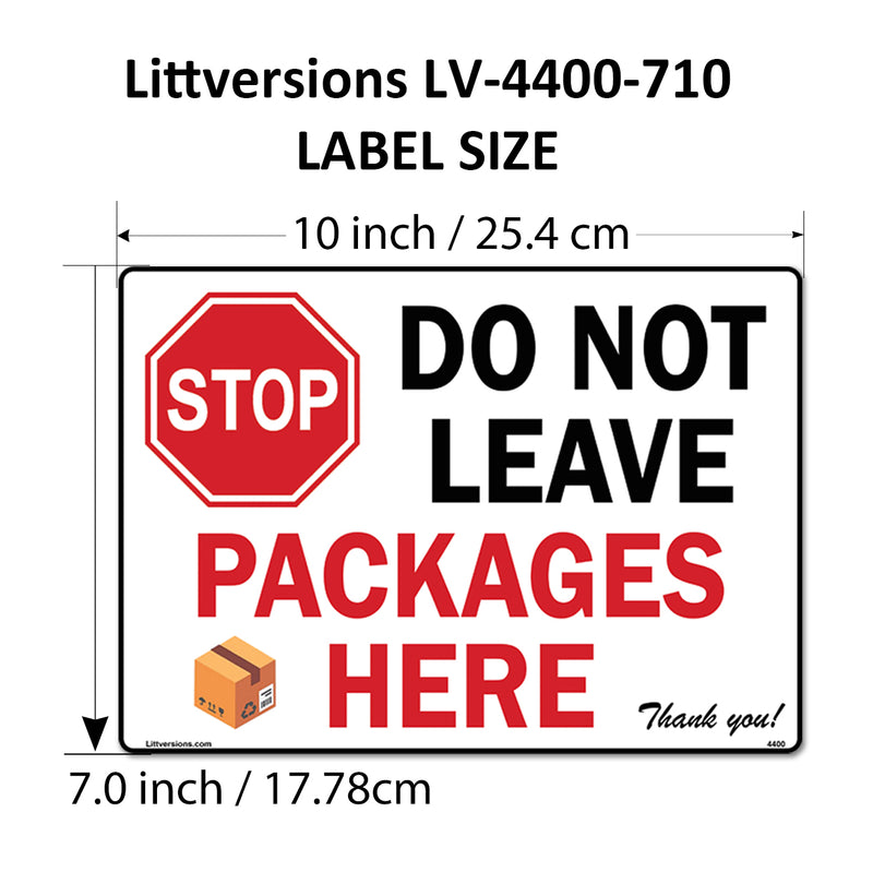 4 Pack 7"x10" Package Delivery Sign for Home, Office, Box, Front door, Porch Self-Adhesive "Do Not Leave Packages Here" Waterproof Sign for UPS, FedEx, Amazon, USPS, DHL Decal