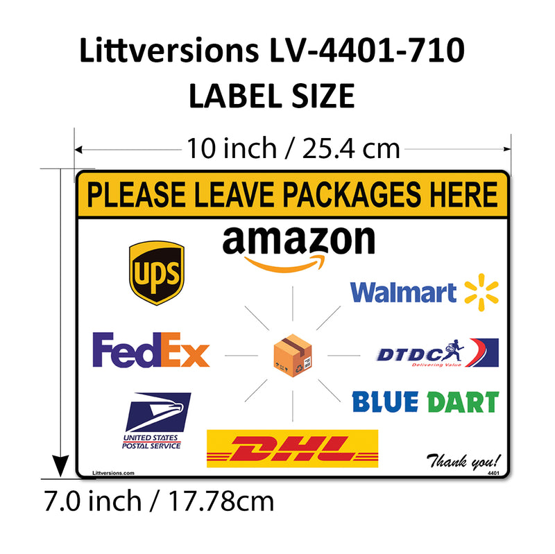 4 Pack 7"x10" Package Delivery Sign for Home, Office, Box, Front door, Porch Self-Adhesive "Please Leave Packages Here" Waterproof Sign for UPS, FedEx, Amazon, USPS, DHL Decal