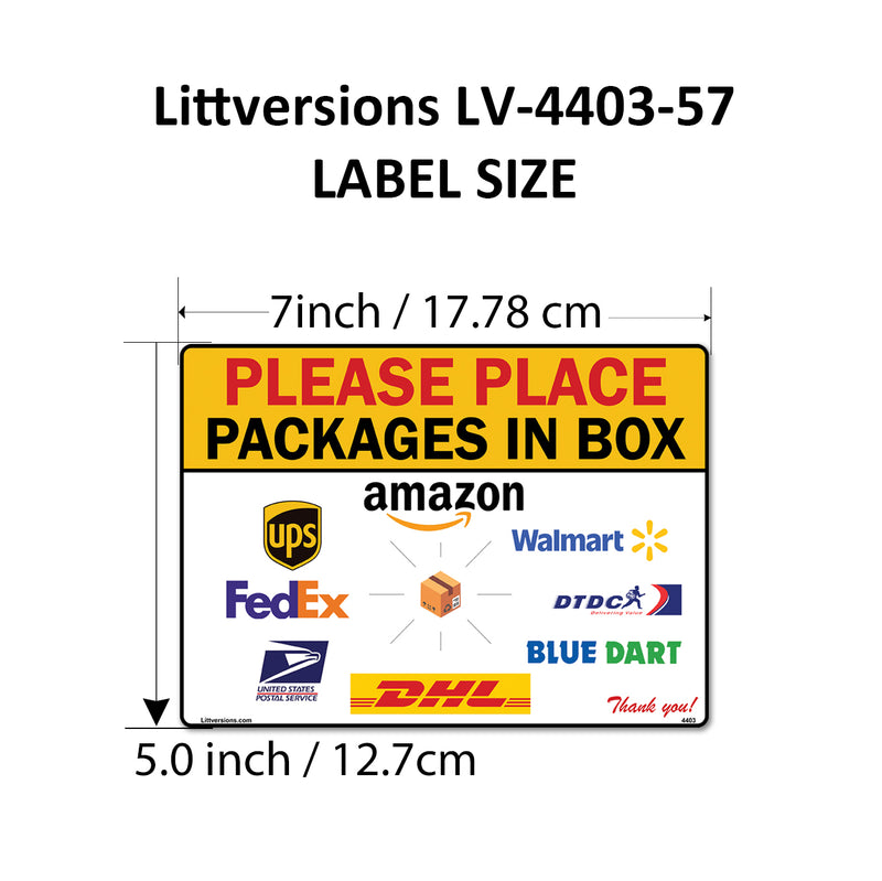 8 Pack 5"x7" Package Delivery Sign for Home, Office, Box, Front door, Porch Self-Adhesive "Place Packages in Box" Waterproof Sign for UPS, FedEx, Amazon, USPS, DHL Decal