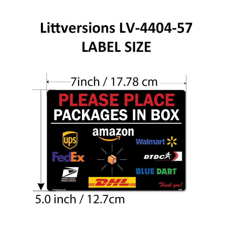 8 Pack 5"x7" Black Package Delivery Sign for Home, Office, Box, Front door, Porch Self-Adhesive "Place Packages in Box" Waterproof Sign for UPS, FedEx, Amazon, USPS, DHL Decal