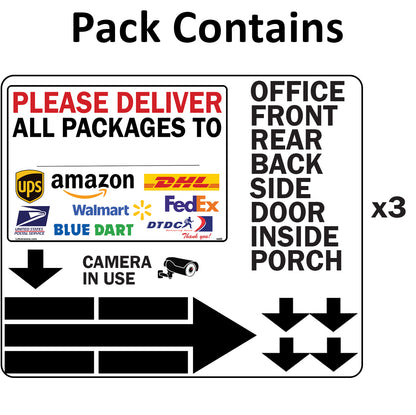 6 Pcs 24"x30" Customizable Package Delivery Sign for Home, Office, Box, Front door, Porch Self-Adhesive "Deliver To" Waterproof Sign for UPS, FedEx, Amazon, USPS, DHL Decal