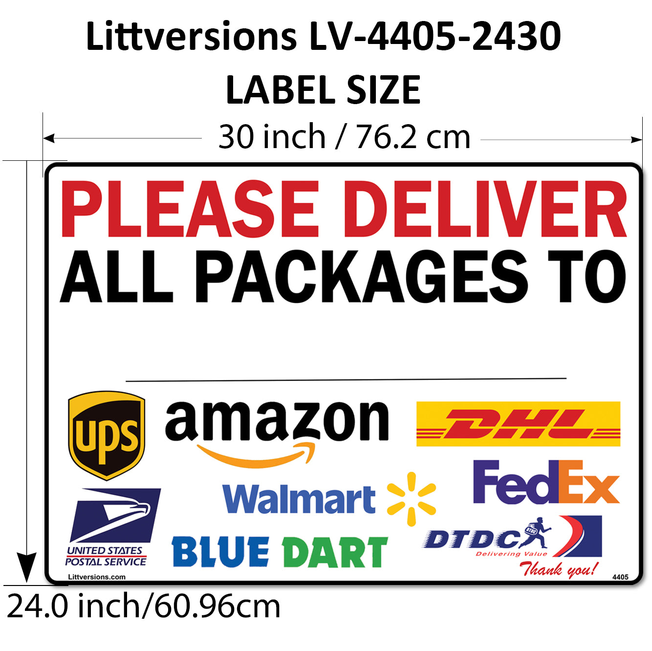 6 Pcs 24"x30" Customizable Package Delivery Sign for Home, Office, Box, Front door, Porch Self-Adhesive "Deliver To" Waterproof Sign for UPS, FedEx, Amazon, USPS, DHL Decal