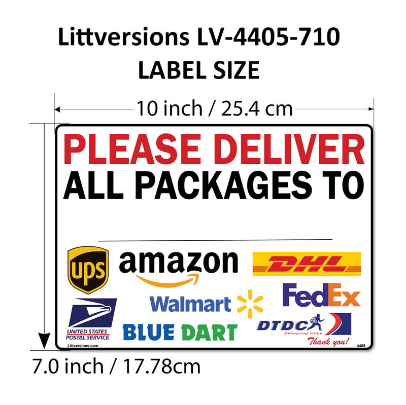 4 Pcs 7"x10" Customizable Package Delivery Sign for Home, Office, Box, Front door, Porch Self-Adhesive "Deliver To" Waterproof Sign for UPS, FedEx, Amazon, USPS, DHL Decal