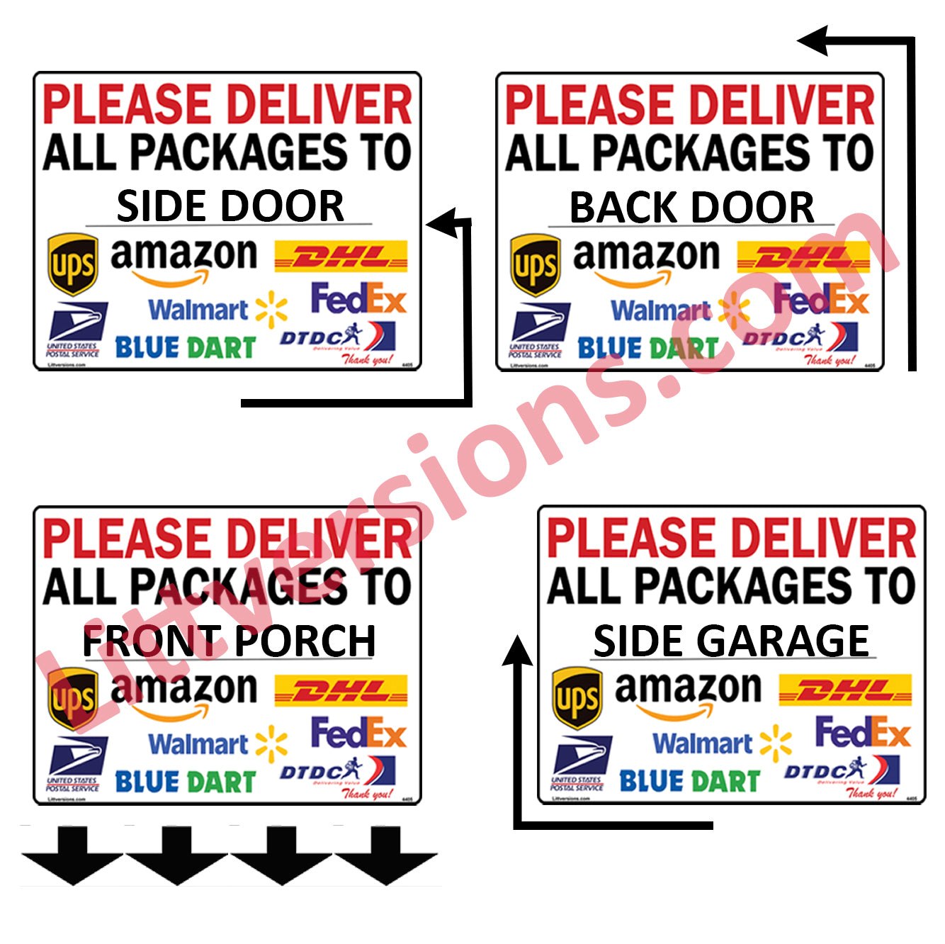 6 Pcs 24"x30" Customizable Package Delivery Sign for Home, Office, Box, Front door, Porch Self-Adhesive "Deliver To" Waterproof Sign for UPS, FedEx, Amazon, USPS, DHL Decal
