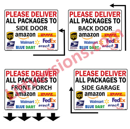 6 Pcs 24"x30" Customizable Package Delivery Sign for Home, Office, Box, Front door, Porch Self-Adhesive "Deliver To" Waterproof Sign for UPS, FedEx, Amazon, USPS, DHL Decal