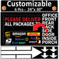 6 Pcs 24"x30" Black Customizable Package Delivery Sign for Home, Office, Box, Front door, Porch Self-Adhesive "Deliver To" Waterproof Sign for UPS, FedEx, Amazon, USPS, DHL Decal