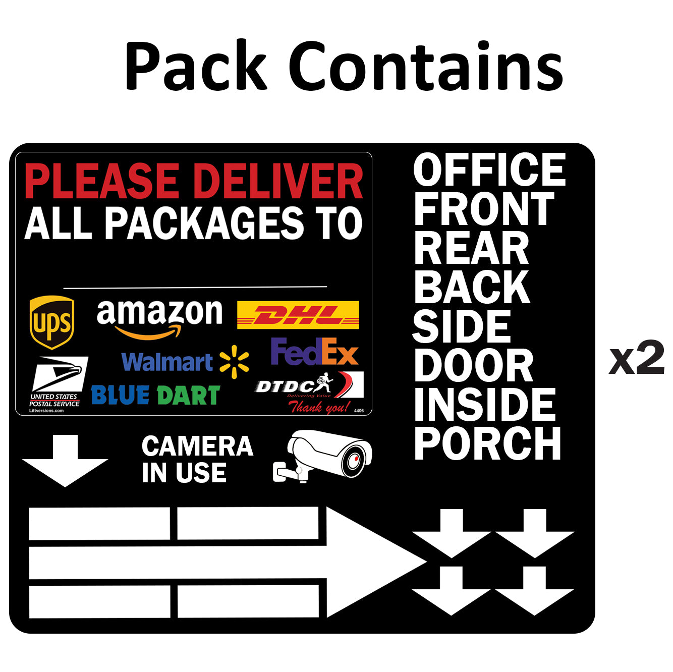 4 Pcs 7"x10" Black Customizable Package Delivery Sign for Home, Office, Box, Front door, Porch Self-Adhesive "Deliver To" Waterproof Sign for UPS, FedEx, Amazon, USPS, DHL Decal