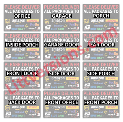 2 Pcs 10"x14" Black Customizable Package Delivery Sign for Home, Office, Box, Front door, Porch Self-Adhesive "Deliver To" Waterproof Sign for UPS, FedEx, Amazon, USPS, DHL Decal