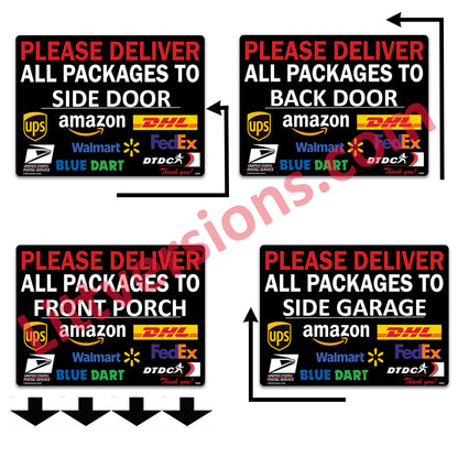 2 Pcs 10"x14" Black Customizable Package Delivery Sign for Home, Office, Box, Front door, Porch Self-Adhesive "Deliver To" Waterproof Sign for UPS, FedEx, Amazon, USPS, DHL Decal