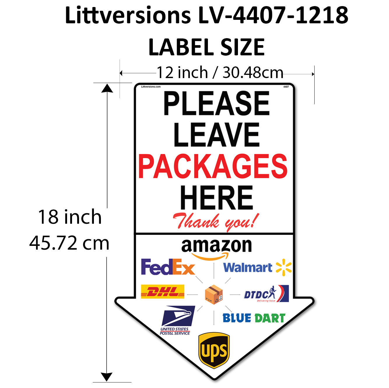 5 Pack 12"x18" Arrow Package Delivery Sign for Home, Office, Box, Front door, Porch Self-Adhesive "Please Leave Packages Here" Waterproof Sign for UPS, FedEx, Amazon Decal