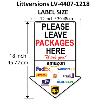 5 Pack 12"x18" Arrow Package Delivery Sign for Home, Office, Box, Front door, Porch Self-Adhesive "Please Leave Packages Here" Waterproof Sign for UPS, FedEx, Amazon Decal