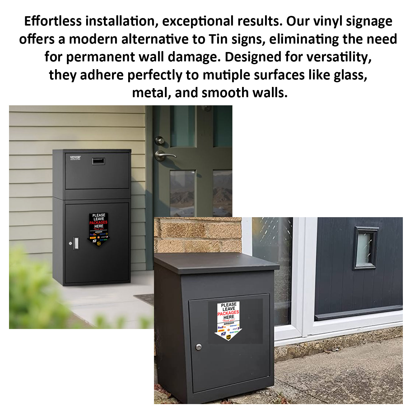 5 Pack 12"x18" Arrow Package Delivery Sign for Home, Office, Box, Front door, Porch Self-Adhesive "Please Leave Packages Here" Waterproof Sign for UPS, FedEx, Amazon Decal