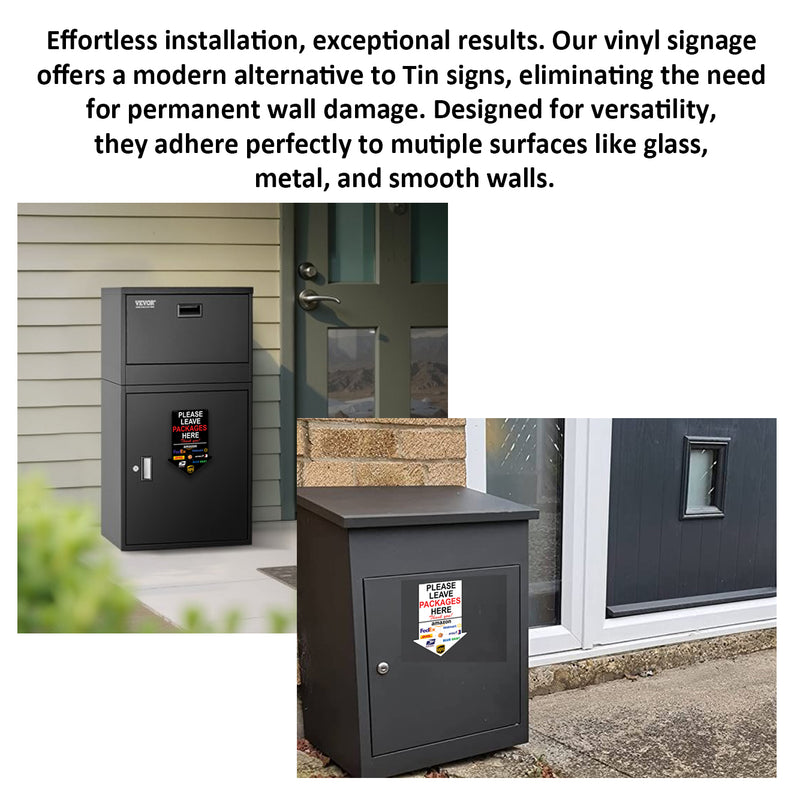 2 Pack 8"x12" Arrow Package Delivery Sign for Home, Office, Box, Front door, Porch Self-Adhesive "Please Leave Packages Here" Waterproof Sign for UPS, FedEx, Amazon Decal