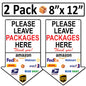2 Pack 8"x12" Arrow Package Delivery Sign for Home, Office, Box, Front door, Porch Self-Adhesive "Please Leave Packages Here" Waterproof Sign for UPS, FedEx, Amazon Decal
