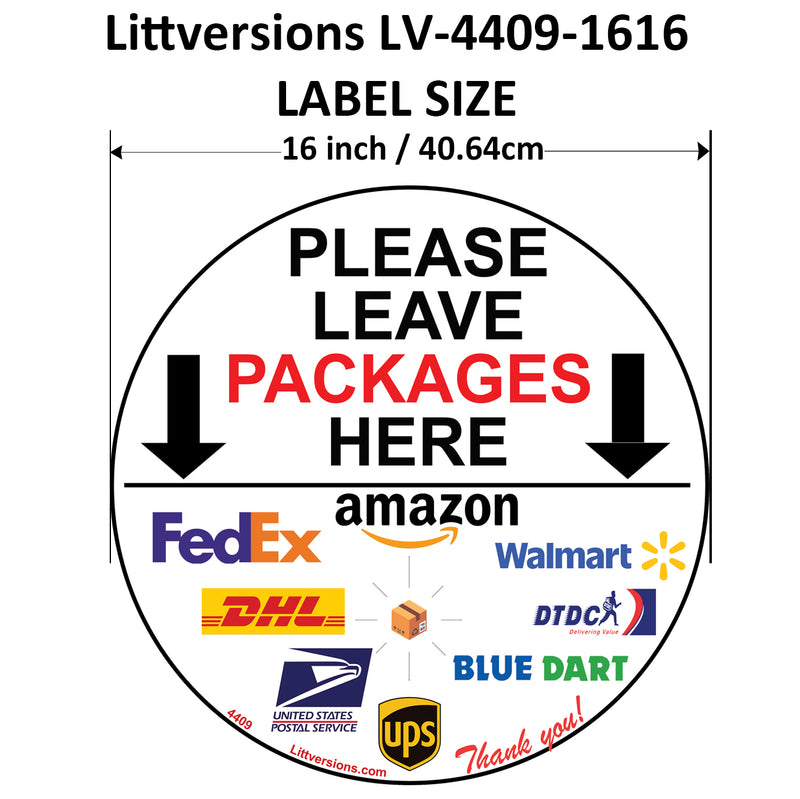 5 Pack 16" Circle Package Delivery Sign for Home, Office, Box, Front door, Porch Self-Adhesive "Please Leave Packages Here" Waterproof Sign for UPS, FedEx, Amazon Decal