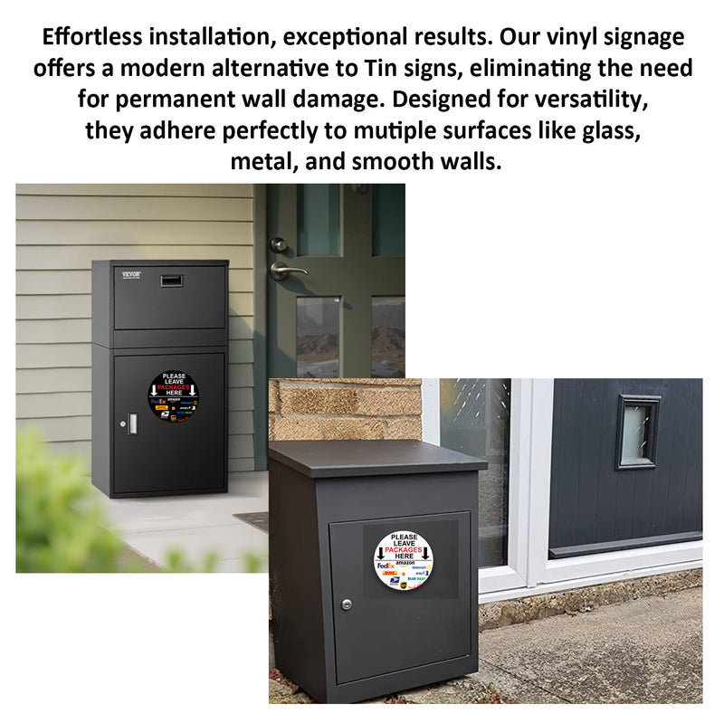 2 Pack 12" Circle Package Delivery Sign for Home, Office, Box, Front door, Porch Self-Adhesive "Please Leave Packages Here" Waterproof Sign for UPS, FedEx, Amazon Decal