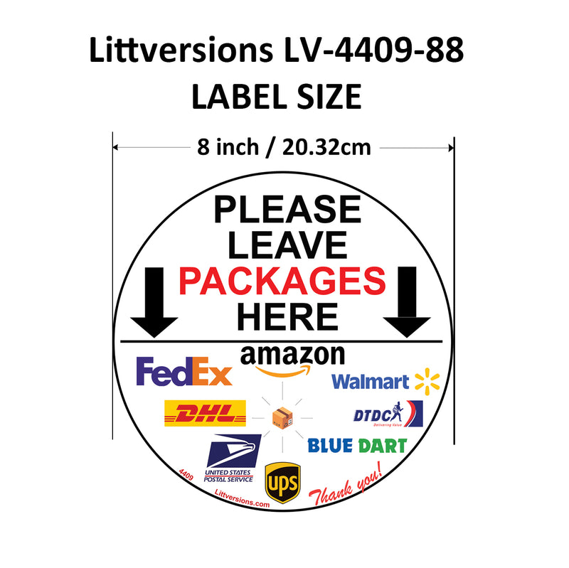 3 Pack 8" Circle Package Delivery Sign for Home, Office, Box, Front door, Porch Self-Adhesive "Please Leave Packages Here" Waterproof Sign for UPS, FedEx, Amazon Decal