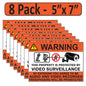8 Pack 5"x7" Laminated Vinyl Warning “Private Property" Video Surveillance Labels Stickers Sign Decals Security Sign for Home, Business, Windows, and CCTV Systems