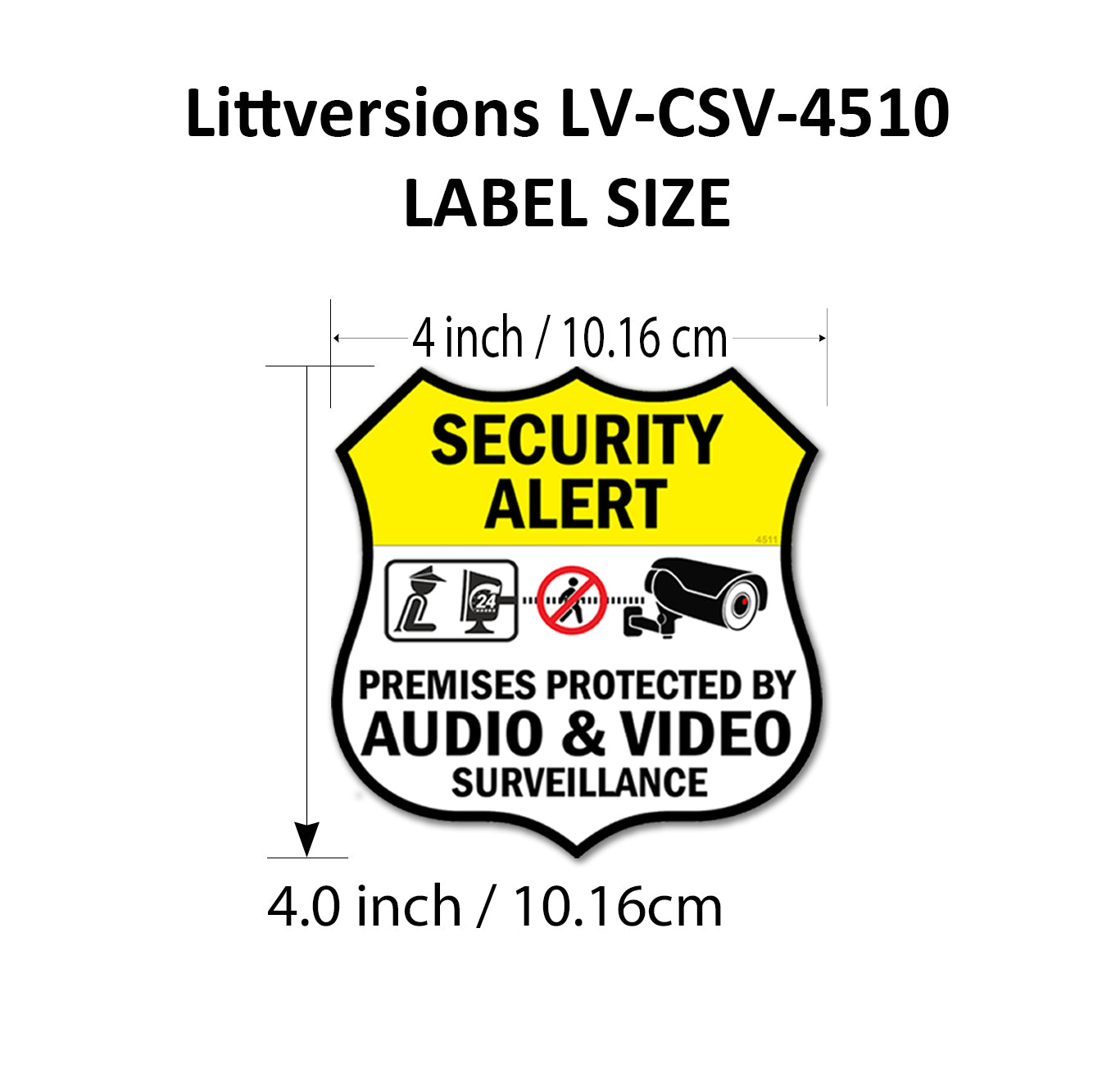 8 Pack 4"x4" Laminated Vinyl Security Alert Video Surveillance Labels Stickers Sign Decals Security Sign for Home, Business, Windows, and CCTV Systems