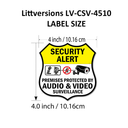 8 Pack 4"x4" Laminated Vinyl Security Alert Video Surveillance Labels Stickers Sign Decals Security Sign for Home, Business, Windows, and CCTV Systems