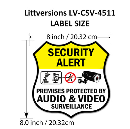 2 Pack 8"x8" Laminated Vinyl Security Alert Video Surveillance Labels Stickers Sign Decals Security Sign for Home, Business, Windows, and CCTV Systems