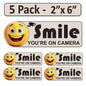 5 Pack 2"x6" Laminated Vinyl Beige "Smile You're On Camera" Video Surveillance Labels Stickers Sign Decals Security Sign for Home, Business, Cars, Windows, and CCTV Systems
