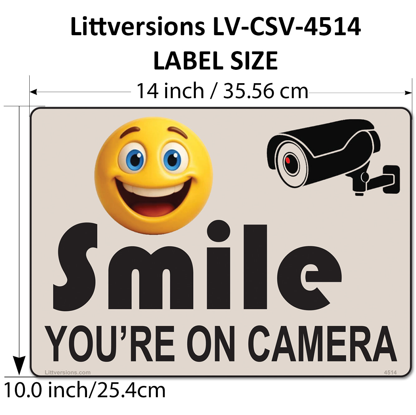 2 Pack 10"x14" Laminated Vinyl Beige "Smile You're On Camera" Video Surveillance Labels Stickers Sign Decals Security Sign for Home, Business, Cars, Windows, and CCTV Systems