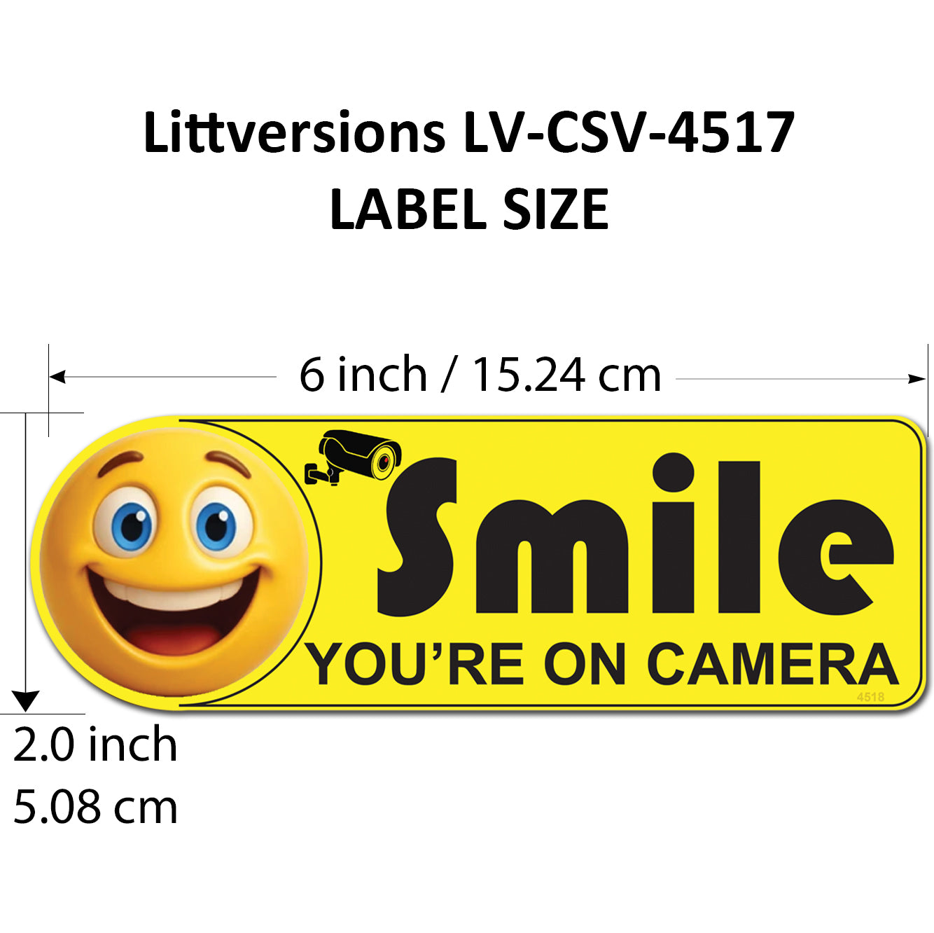 5 Pack 2"x6" Laminated Vinyl Yellow "Smile You're On Camera" Video Surveillance Labels Stickers Sign Decals Security Sign for Home, Business, Cars, Windows, and CCTV Systems