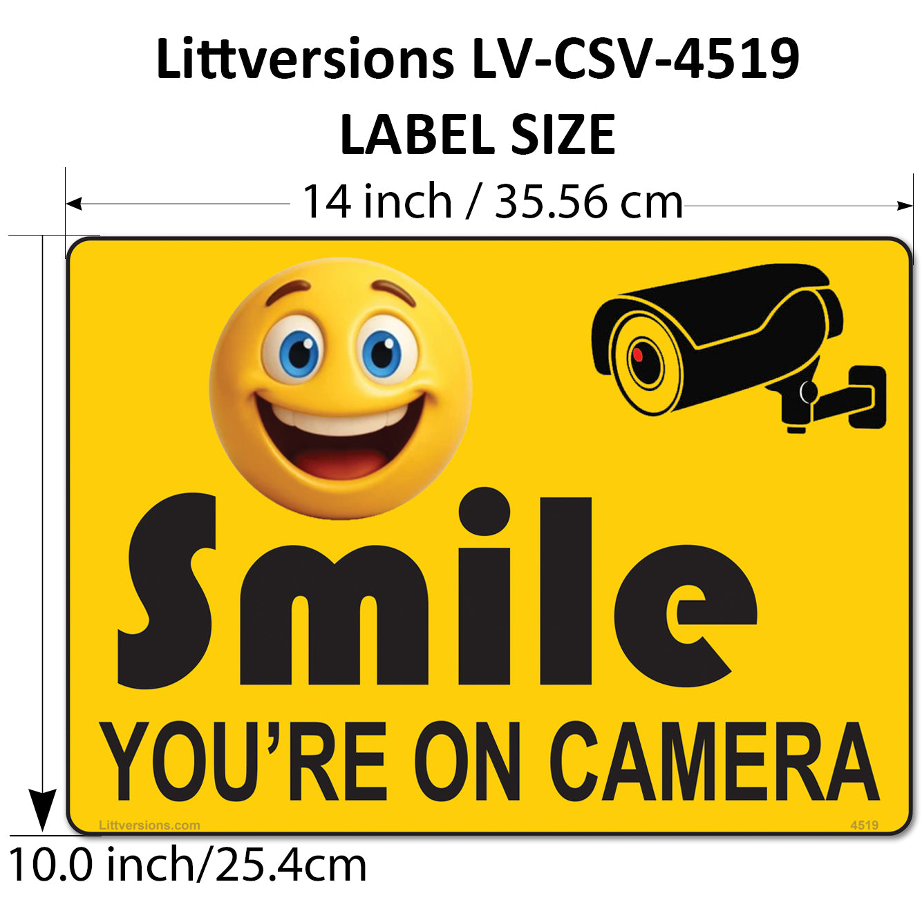 2 Pack 10"x14" Laminated Vinyl Yellow "Smile You're On Camera" Video Surveillance Labels Stickers Sign Decals Security Sign for Home, Business, Cars, Windows, and CCTV Systems
