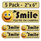 5 Pack 2"x6" Laminated Vinyl Gold "Smile You're On Camera" Video Surveillance Labels Stickers Sign Decals Security Sign for Home, Business, Cars, Windows, and CCTV Systems